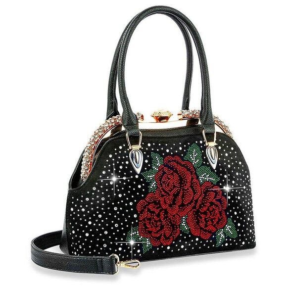 Unbranded Handbags - Women's A-Frame Rose Design Purses and Handbags for Women Top Handle Satchel